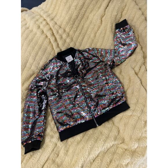 Hayden Girls Sequins Jacket Multi Color Rockstar Costume Size Large 10 12 - Picture 1 of 5